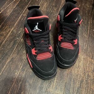 Jordan 4 Black and Red Sneakers size 6y